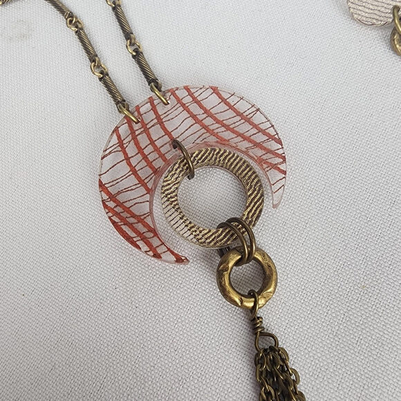 Color By Amber Red & Gold Long Necklace & Earring Set - Picture 3 of 7